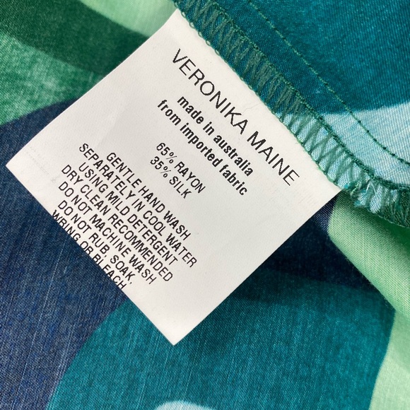 Veronika Maine Emerald Green Swirling Pattern Modernist Maxi Dress 10 EUC - Picture 7 of 10